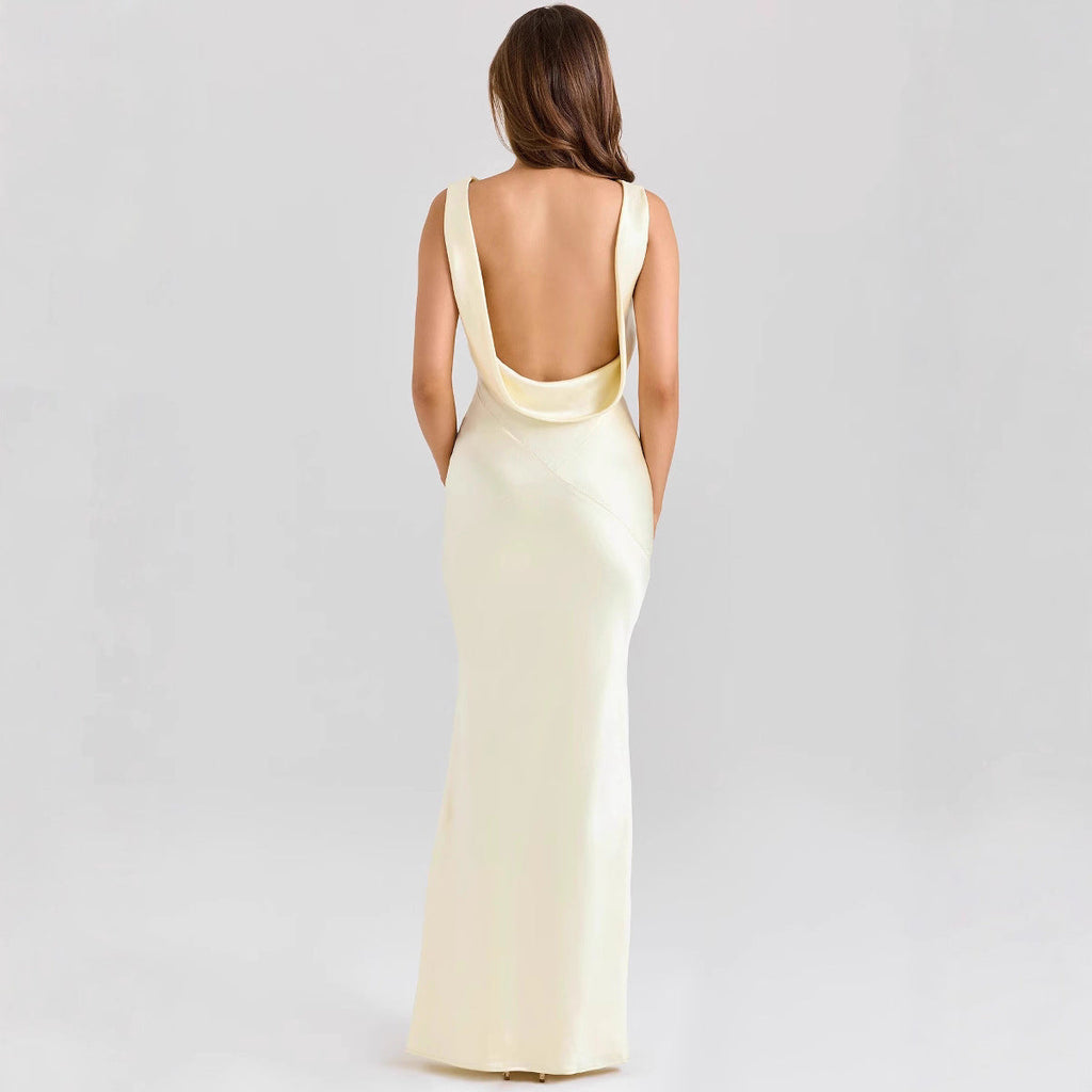 Spring Summer Bodycon Silk Dress Casual Party Slit Dress