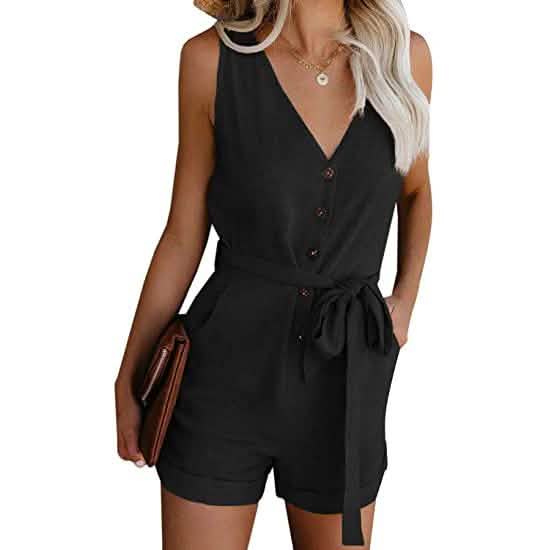 Women's V Neck Jumpsuits Casual Sleeveless Romper